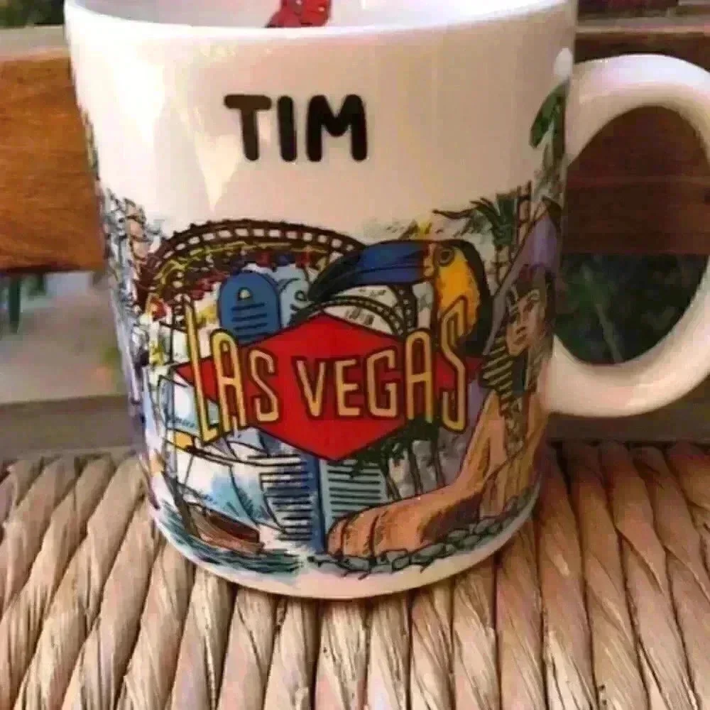 Vtg Las Vegas Suvenner Mug Personalized Tim 90s Zo